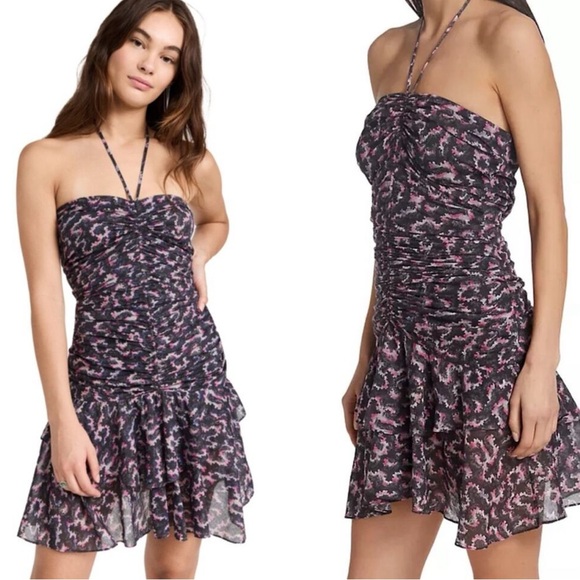 ISABEL MARANT Ilanka Print Ruched Halter Dress - Picture 2 of 5